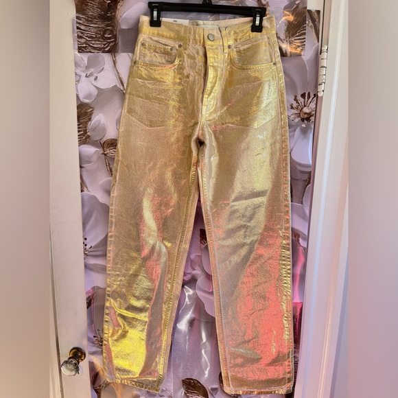 NWT Zara 🎄holiday BLOGGER FAV Gold Metallic jeans size 4
15 waist rise 12 - Picture 4 of 16